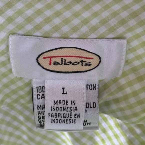 Talbots Light Green Gingham Button Down Shirt - Picture 3 of 8